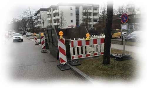 Sicherung eines Container für Schutt