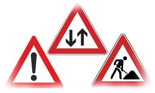 Verkehrsschilder - Gefahrenkennzeichen Verkehrsschilder - Gefahrenkennzeichen